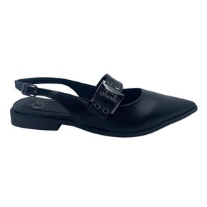 Sapato Offline Slingback Bico Fino com Fivela Preto 23974