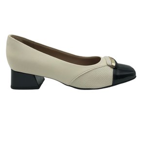 Sapato Piccadilly Joanete Off White com Preto 160078