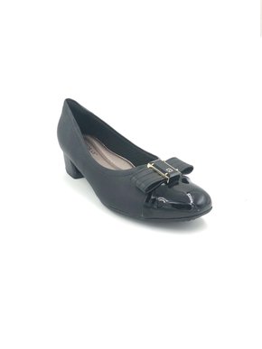 Sapato Piccadilly Preto Bico Redondo Com Laço 322012