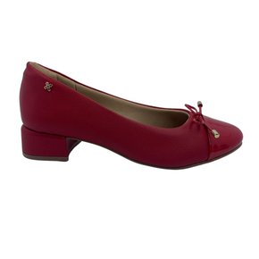 Sapato Softli Casual Salto Bloco Baixo Vermelho 10209