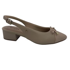 Sapato Softli Slingback Salto Bloco Bege 10186