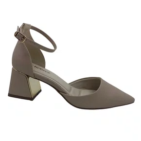 Scarpin Bebecê Nude Salto Grosso Confortável Elegante 3862604
