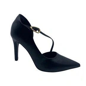 Scarpin Bebecê Preto Salto Alto Fino Bico Fino 9430290