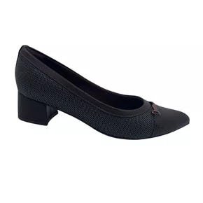 Scarpin Piccadilly Marrom 739099 Salto Bloco Baixo