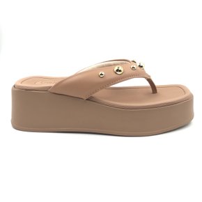 Tamanco Beira Rio Anabela com Enfeite Bege 8530104