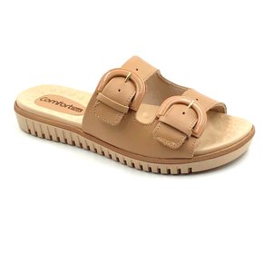 Tamanco Comfortflex Caqui com Duas Fivelas 2345404