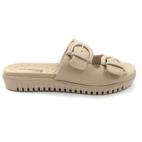 Tamanco Comfortflex Couro com Fivela Nude 2345404