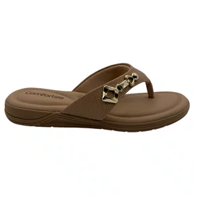 Tamanco Comfortflex Nude com Detalhe Dourado 2680403