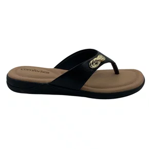 Tamanco Comfortflex Preto com Detalhe Dourado 2680401