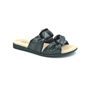 Tamanco Comfortflex Rasteira Slide Com Nós Preto 2144404
