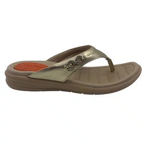 Tamanco Couro com Strass Usaflex Dourado 15002