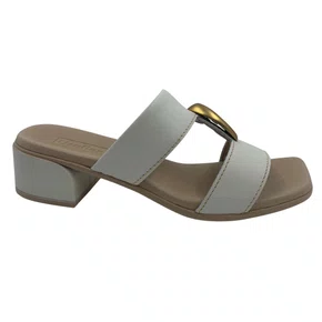 Tamanco Couro Conforto com Enfeite Usaflex Off White 27008