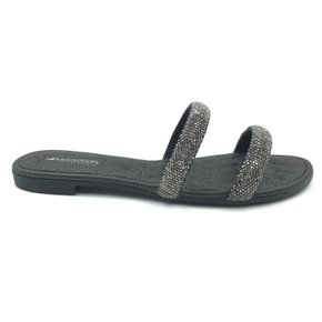 Tamanco Mississipi Rasteira com Strass Preta 281