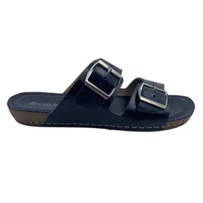 Tamanco Papete Andacco Couro Fivela Azul 14260