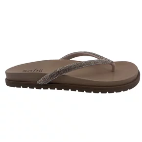 Tamanco Papete com Strass Softli Bege 10050