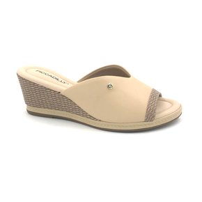 Tamanco Piccadilly Anabela Creme Conforto 408149