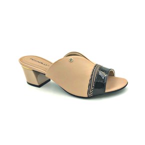 Tamanco Piccadilly Nude Salto Grosso Conforto 542104