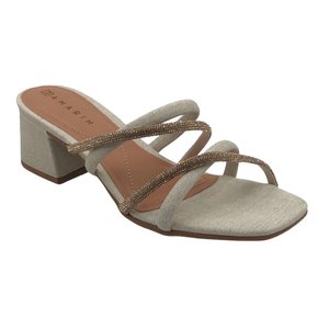 Tamanco Ramarim Salto Baixo Jeans Nude Strass 2330202