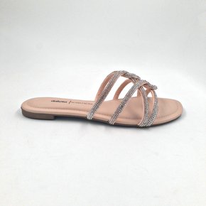 Tamanco Rasteira Dakota Rosê Com Strass 9001