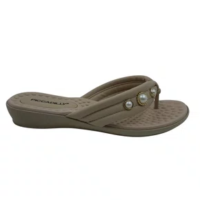 Tamanco Rasteira Piccadilly com Enfeite Bege 500402