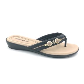 Tamanco Rasteiro Piccadilly Preto de Dedo 500233