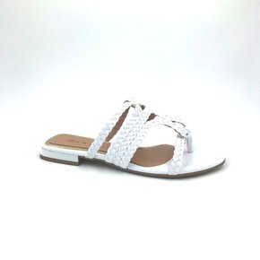 Tamanco Rasteiro Ramarim Branco Com Tiras Trançadas