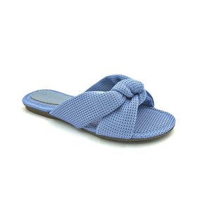 Tamanco Rasteiro Valentina Azul Nó Tecido Conforto 230198