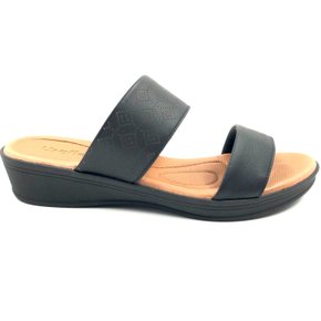 Tamanco Usaflex Anabela Couro Preto 0201