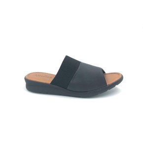 Tamanco Usaflex Couro Preto Anabela 2301