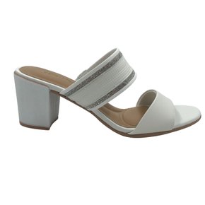 Tamanco Usaflex Couro Salto Bloco Médio Branco 1503