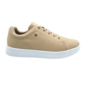 Tênis Comfortflex Couro Calce Fácil Bege 2465306