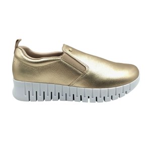 Tênis Comfortflex Slip On Couro Dourado 2484301