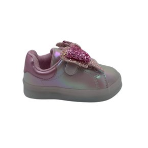 Tênis Mini Sua Cia Baby Laço Sola com Led Rosa 665