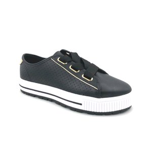 Tênis Moleca Flatform Preto Com Micro Furos 5699.101