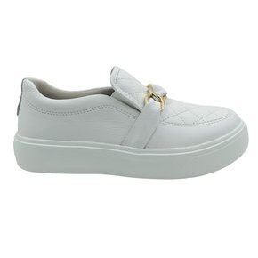Tênis Pegada Feminino Slip On Couro Branco 211204