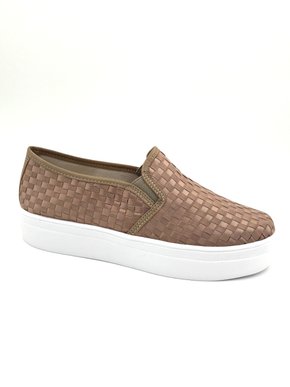 Tênis Slip On Flatform Tressê Taupe Shoes 6001