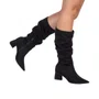 Bota Cano Longo Bebecê 3842045 Preta Camurça Salto Grosso