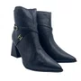 Bota Couro Bebecê Preta Bico Fino Salto Bloco 4342062