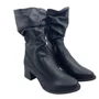 Bota Mississipi Slouch Salto Bloco Cano Médio Preta 502