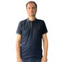 Camisa Sallo Gola Polo Plus Size Preta com Azul 7169