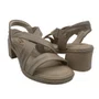 Sandália Casual Couro Comfortflex Salto Bloco Bege 2567403