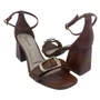 Sandália Casual Salto Bloco Bebecê Marrom 6030125
