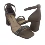Sandália Casual Salto Bloco Dakota com Strass Cinza 9766