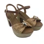 Sandália Casual Salto Bloco Meia Pata Bebecê Bege 5118187