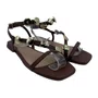 Sandália Rasteira Offline com Enfeite Marrom 24078
