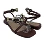 Sandália Rasteira Offline com Enfeite Marrom 24078