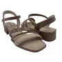 Sandália Verniz Salto Baixo Comfortflex Bege 2555402