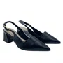 Sapato Slingback Bebecê Bico Fino Preto Salto Médio 3862601