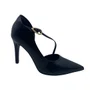 Scarpin Bebecê Preto Salto Alto Fino Bico Fino 9430290
