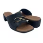 Tamanco Couro Conforto com Enfeite Usaflex Preto 27001
